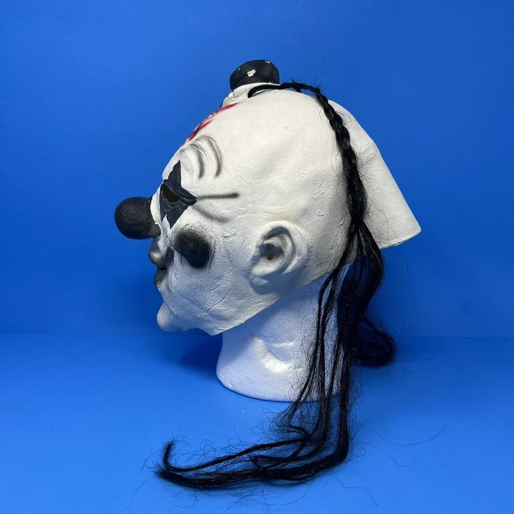 Halloween Evil Clown Scary Mask Carnival Prop Black White Costume-‎ Adult Size